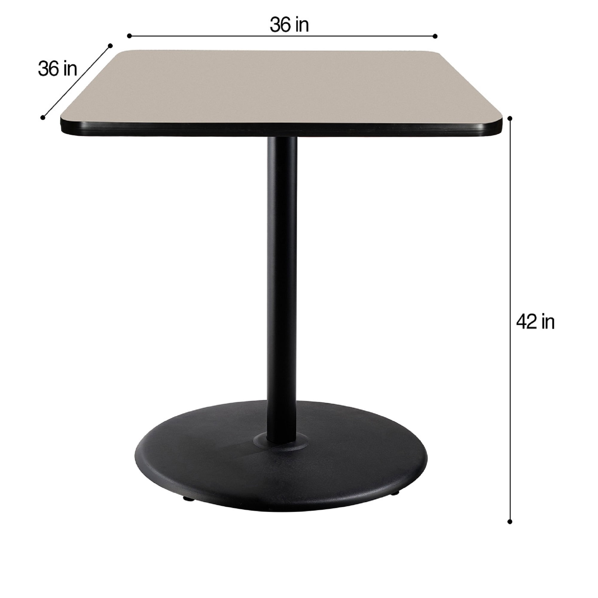 Hampden Furnishings Bennet Collection Steel Frame 36" Square Top, Round Base, 42" Height, Cafe Table, Black Frame/Grey Nebula Top