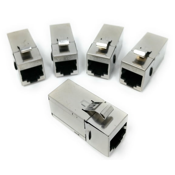 RiteAV - RJ45 Female to Female STP CAT6A 90 Degree Keystone Coupler, Shielded (10GB) - 5 Pack