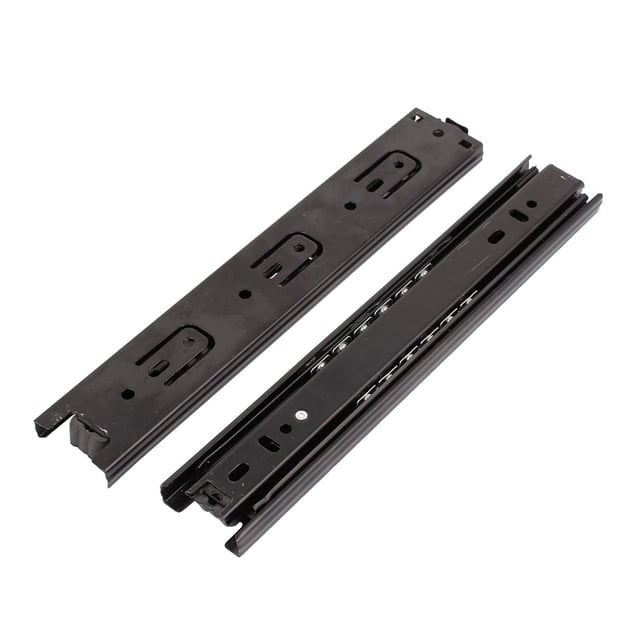 Rieles deslizantes telescópicos de 3 pliegues para cajones de muebles, color negro, longitud de 9" 2 piezas