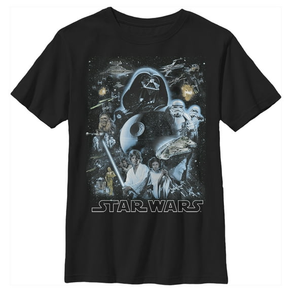 Boy's Star Wars Galaxy Of Stars Poster  Graphic Tee Black Medium