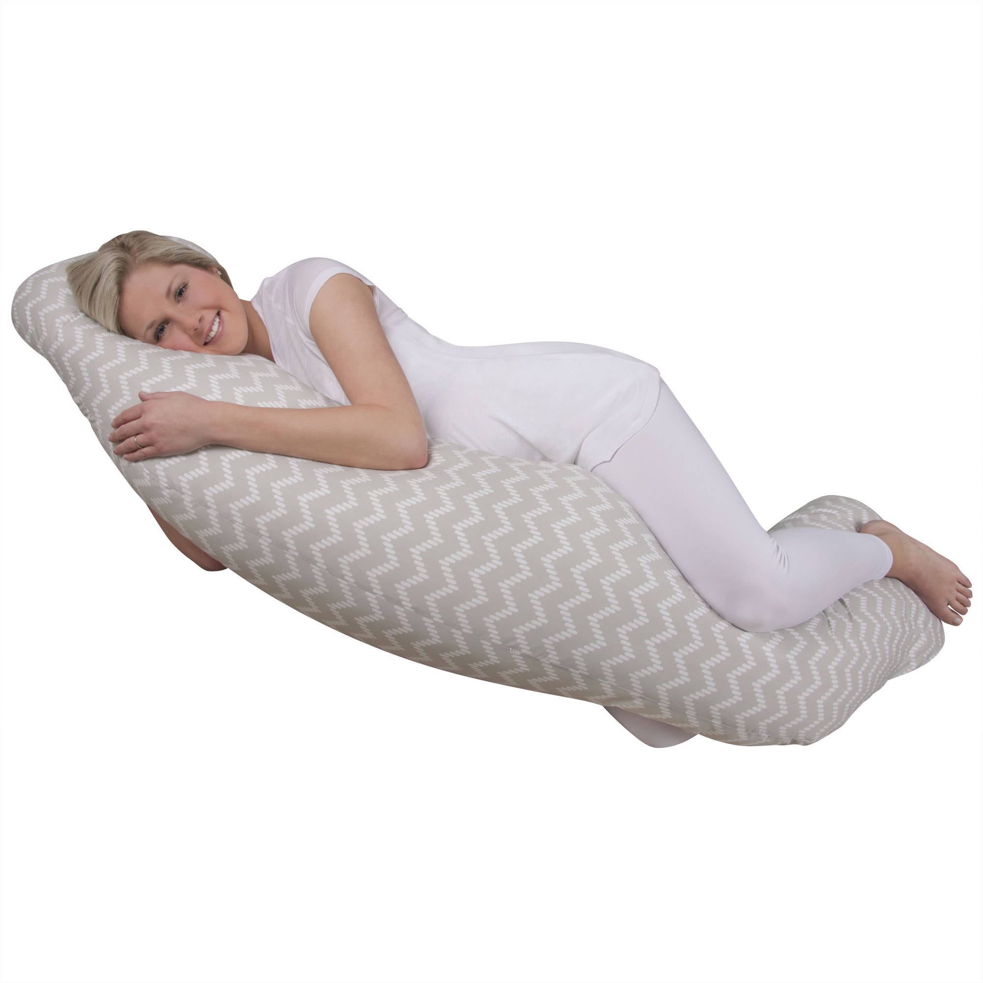 Leachco Bump Lounge Angled Body Pillow, Chevron Gray