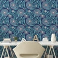 thumbnail image 3 of Blue Floral Peel & Stick Wallpaper, Continuous Pattern of Tropical Leaves Mandala Bohemia Print, Self-Adhesive Living Room Kitchen Accent, 3 Sizes, Dark Lavender and Champagne, by Ambesonne, 3 of 6