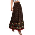 thumbnail image 3 of Xuanfei Women Boho Floral Pleated Elastic High Waist Swing Maxi Skirt, 3 of 7