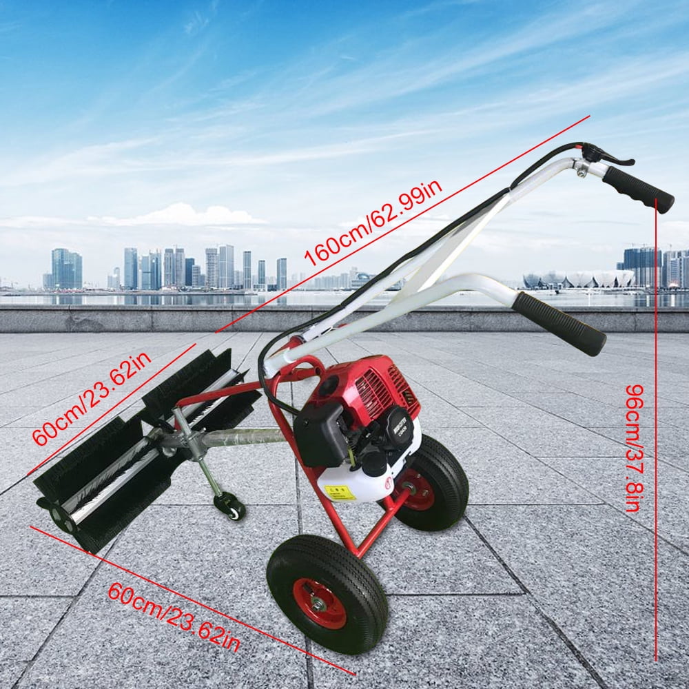 43CC Gas Power Walk Behind Sweeper Broom Hand Held Driveway Walkway Cleaning US 