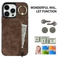 thumbnail image 2 of Nalacover for iPhone 13 Pro, Wallet with RFID Credit Card Holder and Zipper Pocket,Drop Protection Flip Cover Ring Holder Kickstand with Double Magnetic Clasp For iPhone 13 Pro, Brown, 2 of 12