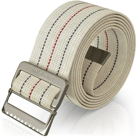 Skil-Care Cotton Gait Belt, Pinstripe, Metal Buckle, 72"L and 2" Wide, Durable Transfer and Physical Therapy Belt, 252074