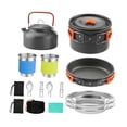 thumbnail image 4 of Ethern Camping Cookware Kit Camping Cooking Set Cups Plates Forks Pot Frying Pan Kettle orange, 4 of 9