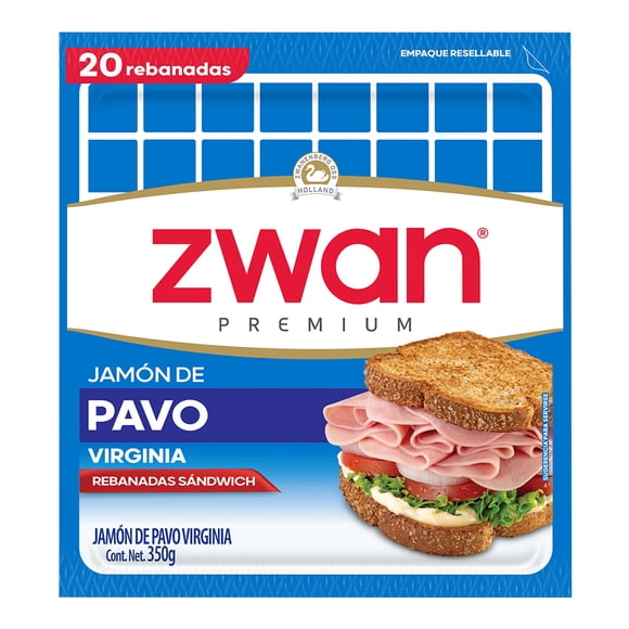 Jamón de pavo Zwan Virginia Rebanadas Sándwich 350 g