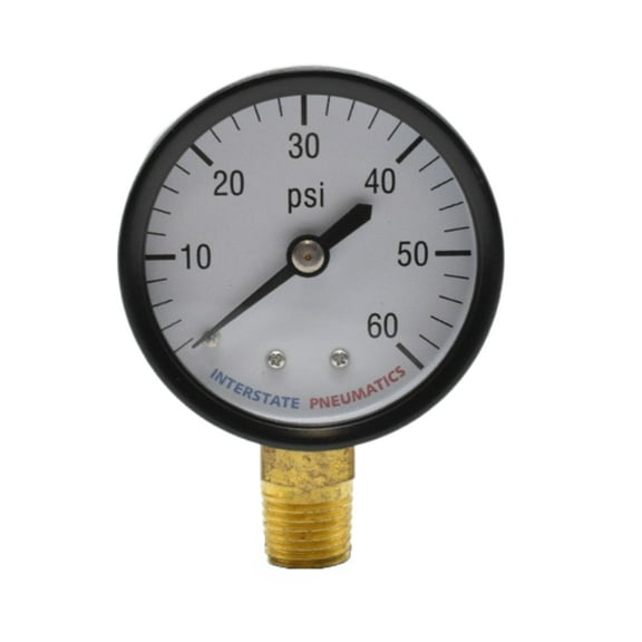 Interstate Pneumatics G2012-060 Pressure Gauge 60 PSI 2" Diameter 1/4" NPT Bottom Mount