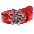 thumbnail image 2 of 1 1/2" Women's Snap On Rhinestone Floral Fashion Belt Multi-Color Options, 2 of 3