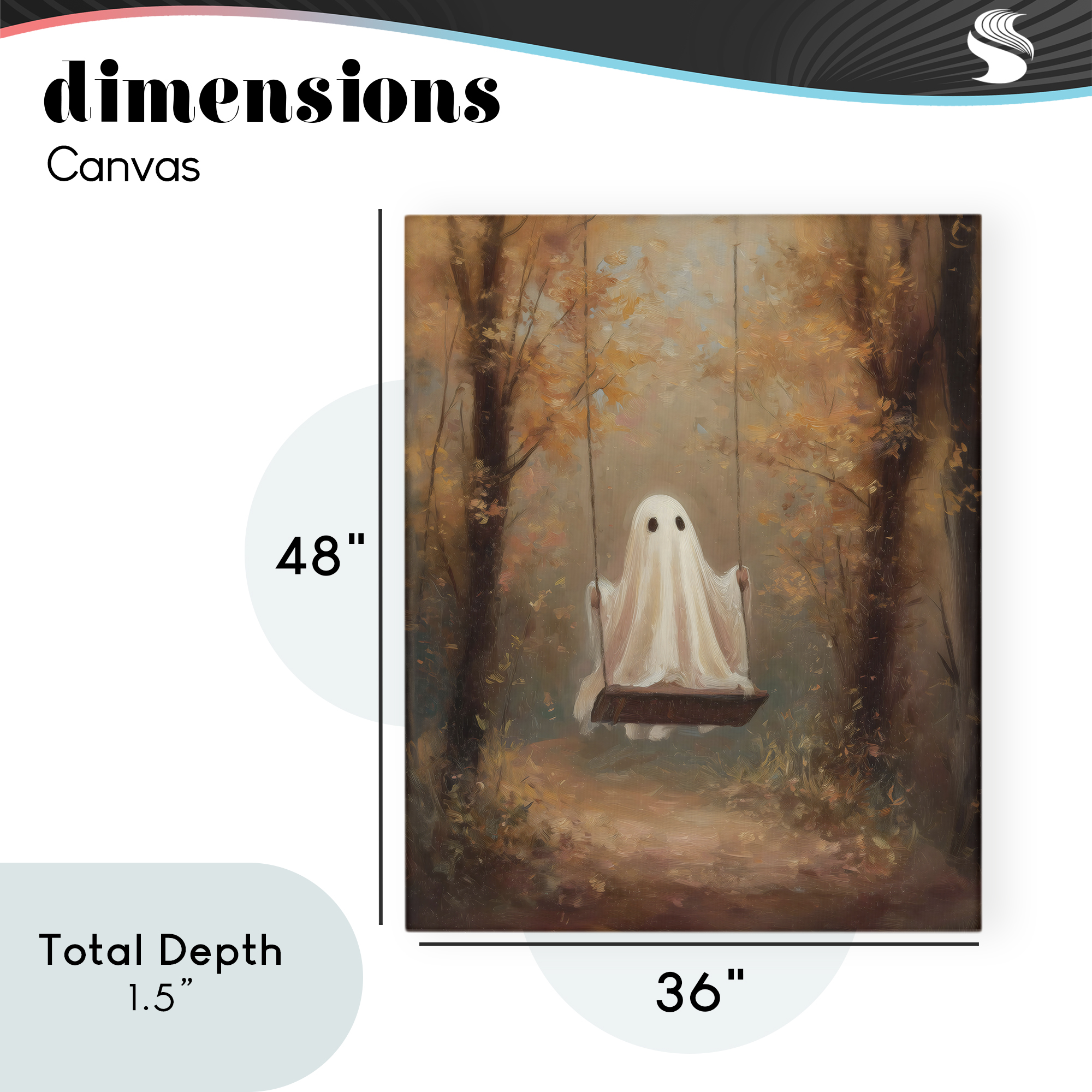 Eerie Swinging Ghost Canvas Wall Art, design by Arlington Prints