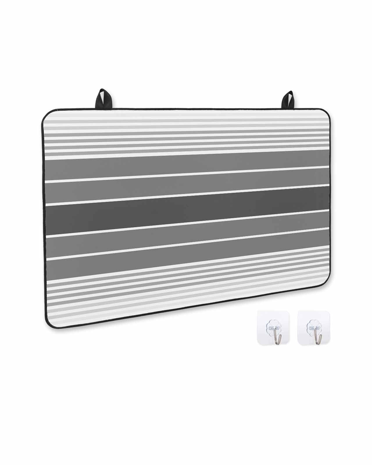 nqOlkjepod Large Induction Cooktop Protector Mat 36"x21", Gray Ombre Stripe Stove Top Covers for Electric Stove, Vintage Minimalist Gradient Lines Stove Burner Cover Mats, Glass Top Stove Cover