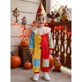 thumbnail image 5 of Cjfdfy Toddler Baby Boy Girl Halloween Clown Costume Outfit Contrast Color Long Sleeve Ruffle Collar Jumpsuit And Hat Cute My First Halloween Party Clothes 6M-5Y, 5 of 9