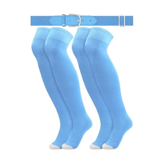Eryueer3 Pcs Baseball Belt and Socks Combo Youth Over Knee Sock Men's Baseball Belts Stockings Softball Belt
