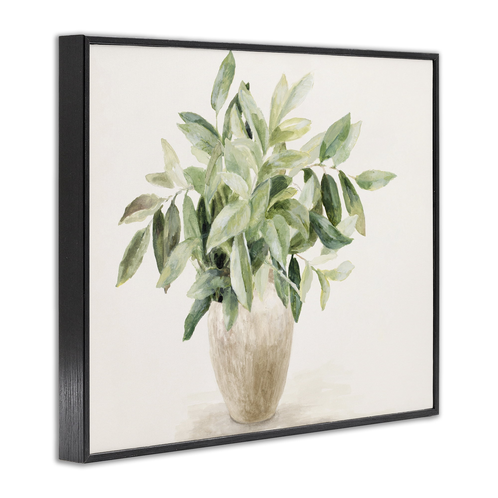 Stupell Industries Neutral Potted Plant Botanical & Floral Painting Black Framed Art Print Wall Art, 30 x 24