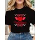 thumbnail image 1 of Camisetas gráficas con letras "Feliz Día de San Valentín", de algodón suave, cuello redondo, manga corta, diseño novedoso y divertido para adultos, hombres, mujeres, adolescentes, jóvenes., 1 of 6