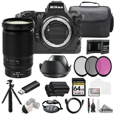 Nikon Z8   Z 28-400mm f/4-8 VR Lens  64GB   Ext Bat  3 PC Filter- Kit (International Version)