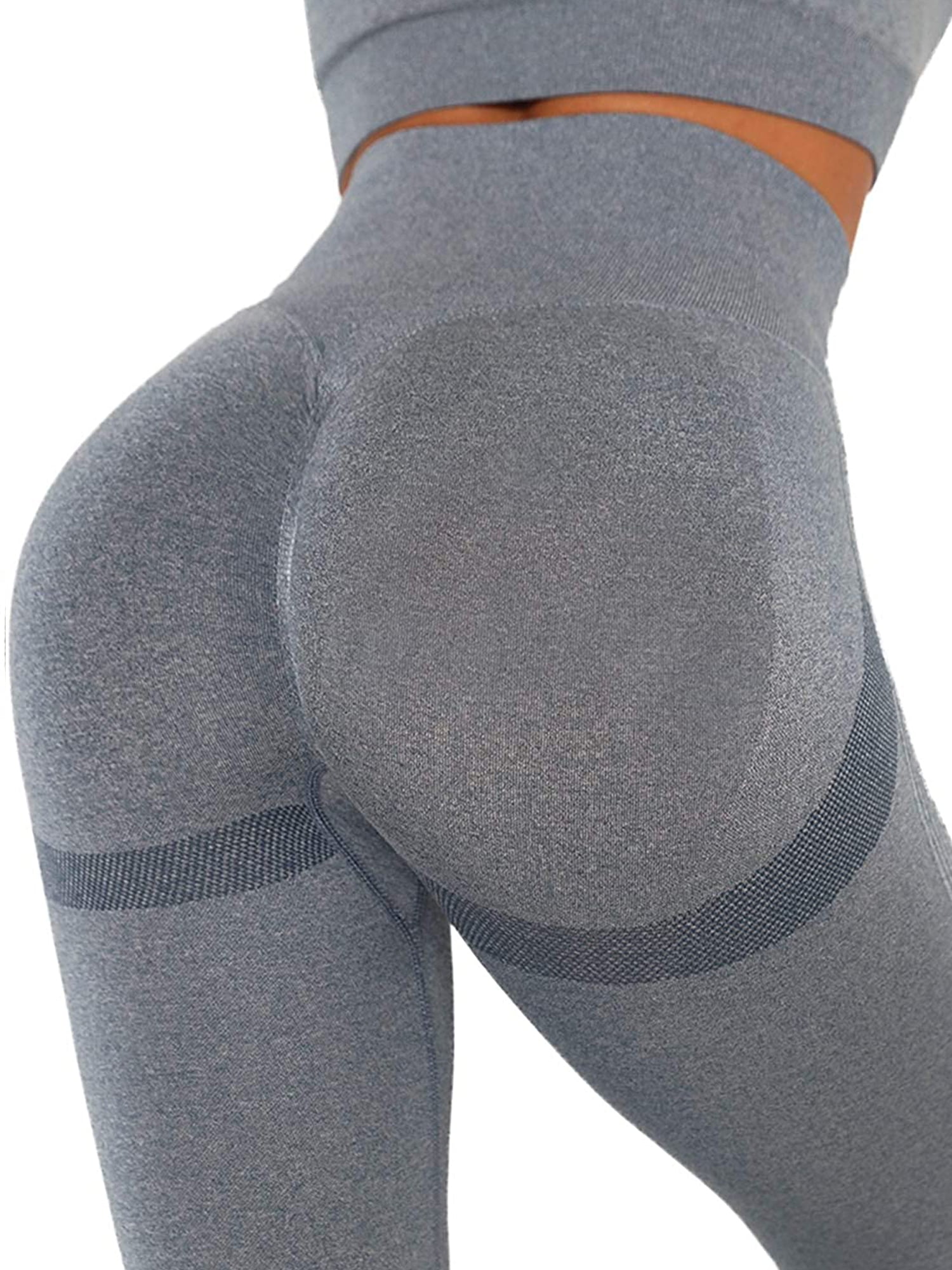 DUROFIT Sports Running Tights Yoga Pants Workout Gym Leggings High Waist for Women Grey L 