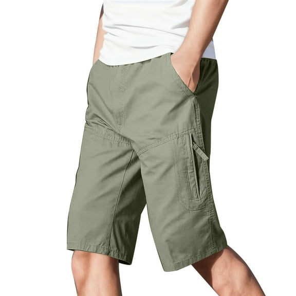Gubotare Men's Shorts Men's Lightweight Cargo Shorts with Pockets Cotton Shorts for Men Casual (Green,4XL)