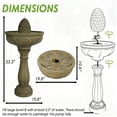 thumbnail image 2 of 33.3 Inch Classic Pineapple Top Pedestal Water Fountain, 2 Tier Resin Waterfall Feature, Auto Shutoff Protection, Stable Anti-Splash Water Flow for Yard Lawn Patio Garden Decor, 2 of 9