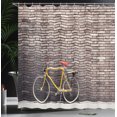 thumbnail image 4 of Ambesonne Vintage Shower Curtain, Retro Bicycle on Wall, 69"Wx84"L, Grey Yellow Red, 4 of 5
