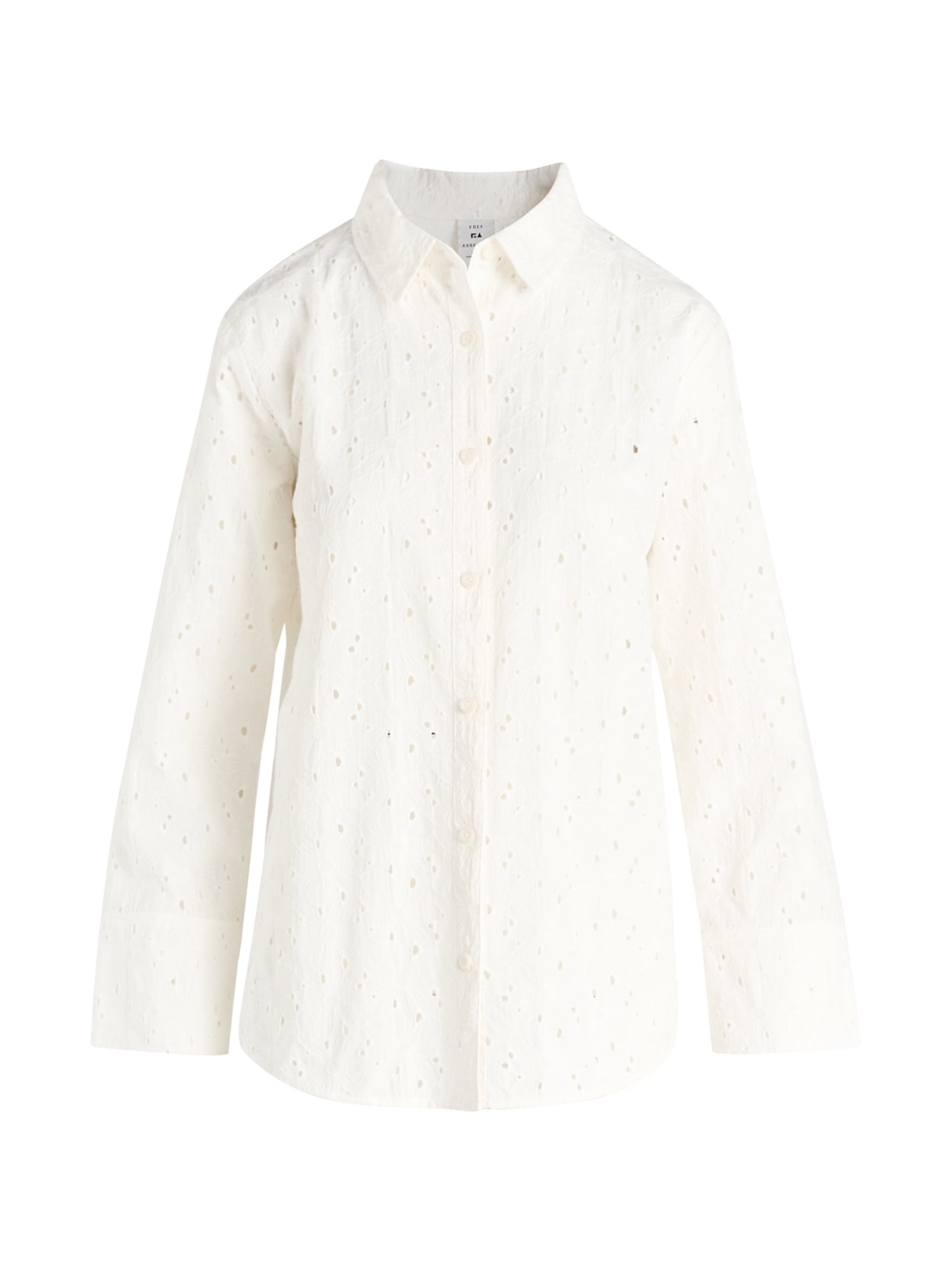 Free Assembly Women's Cotton Eyelet Coverup Tunic Shirt, Sizes XXS-XXL
