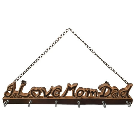 

diollo I Love Mom Dad Home Wall Mountain Key Holder 6 Hooks Hanger Oragniser X-mas Gift