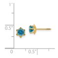 thumbnail image 2 of Boucles d'Oreilles à Vis en Or Jaune 14k Poli 4mm Topaze Bleue Simulée (Dec) Mesure 4x4mm, 2 of 4