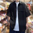 thumbnail image 3 of Gubotare Mens Shirts Men's Casual Button Down Shirts Short Sleeve Regular Fit Fashion Camp Beach Shirts Tops (Black,XXL), 3 of 4