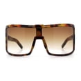thumbnail image 4 of Fancy Large Oversized Curved Panel Monoblock Shield Sport Plastic Sunglasses Tortoise - Brown, 4 of 7