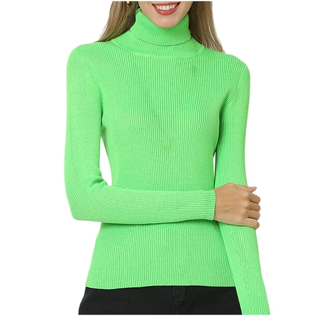 tarylea Hauts pour Femmes Col Roulé Manches Longues Chandail Ajusté Couleur Unie Décontracté Basique Automne Chemises Tendance