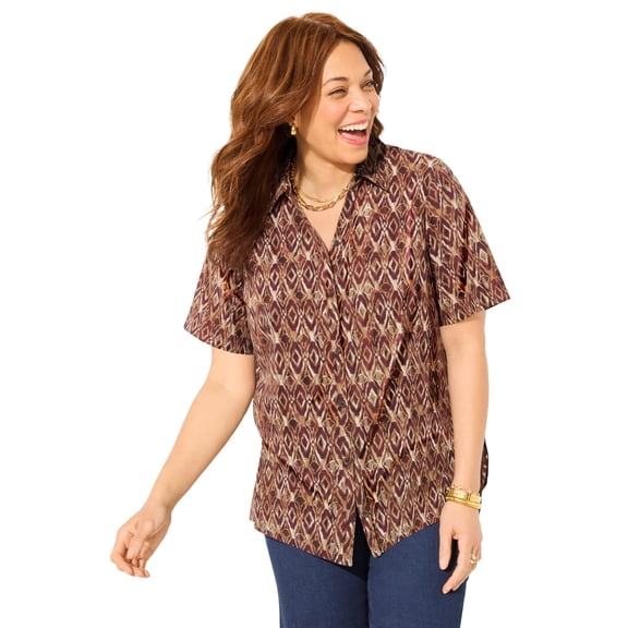 Catherines Women's Plus Size Petite Timeless Short Sleeve Blouse