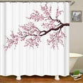 thumbnail image 3 of Pink Cherry Blossom Shower Curtain, Japanese Sakura Floral Shower Curtain Set, Plant Flower Cherry Shower Curtains for Bathroom, Waterproof Fabric with 12 Hooks, 72 x 72 Inches, 3 of 6
