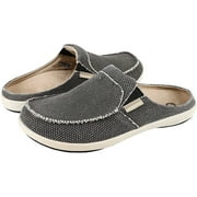 GeckoMan Men's Arch Support Slipper Loafers Plantar Faciitis Canvas House Slipper for Men Indoor Outdoor, Slip On Clog Slides Shoes with Anti-Skid Rubber Sole