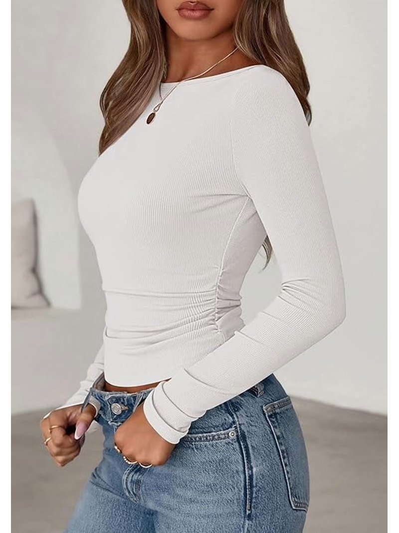 PRETTYGARDEN Women's Ruched Ribbed Tank Top - Summer 2025 Trendy Fitted Tee With Cap Sleeves