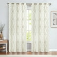 thumbnail image 2 of JINCHAN Embroidery Flax Linen Curtains for Living Room Grommet Top Window Curtains 2 Panels Light Filtering Drapes for Bedroom Green on Beige W50 x L96, 2 of 7