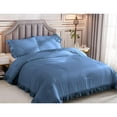 thumbnail image 2 of DNG Creations 1 Piece Vintage Ruffle Pattern Comforter Set Premium Ultra Soft 550 GSM All Season ( Oversized Super King Size ) 100% Egyptian Cotton Solid Medium Blue Colour, 2 of 8