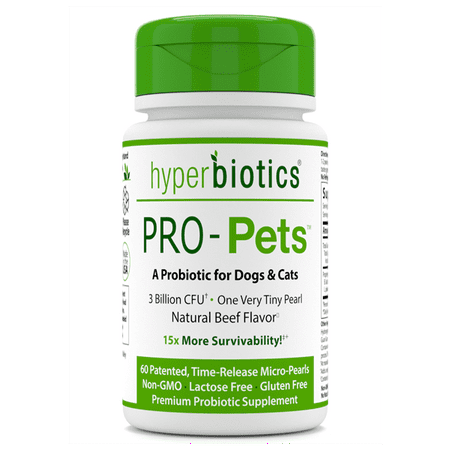 Hyperbiotics PRO-Pets Natural Probiotic Micro-Pearls for Dogs & Cats, 60