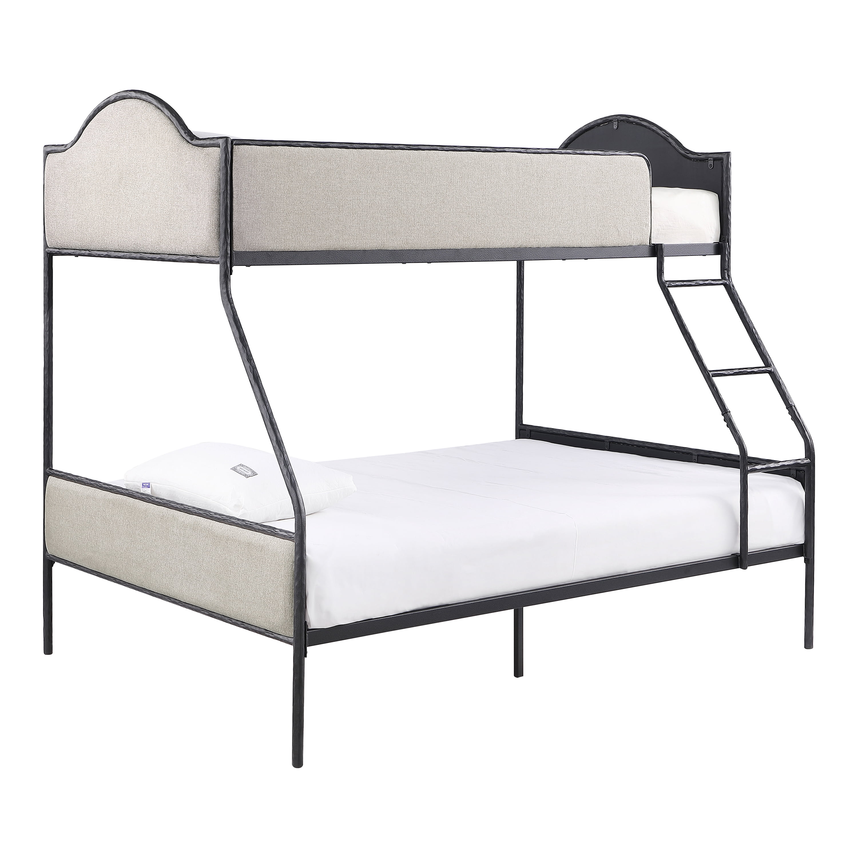 Furniture of America Rima Modern Kids Metal Twin over Full Bunk Bed with Reversible Ladder, Black