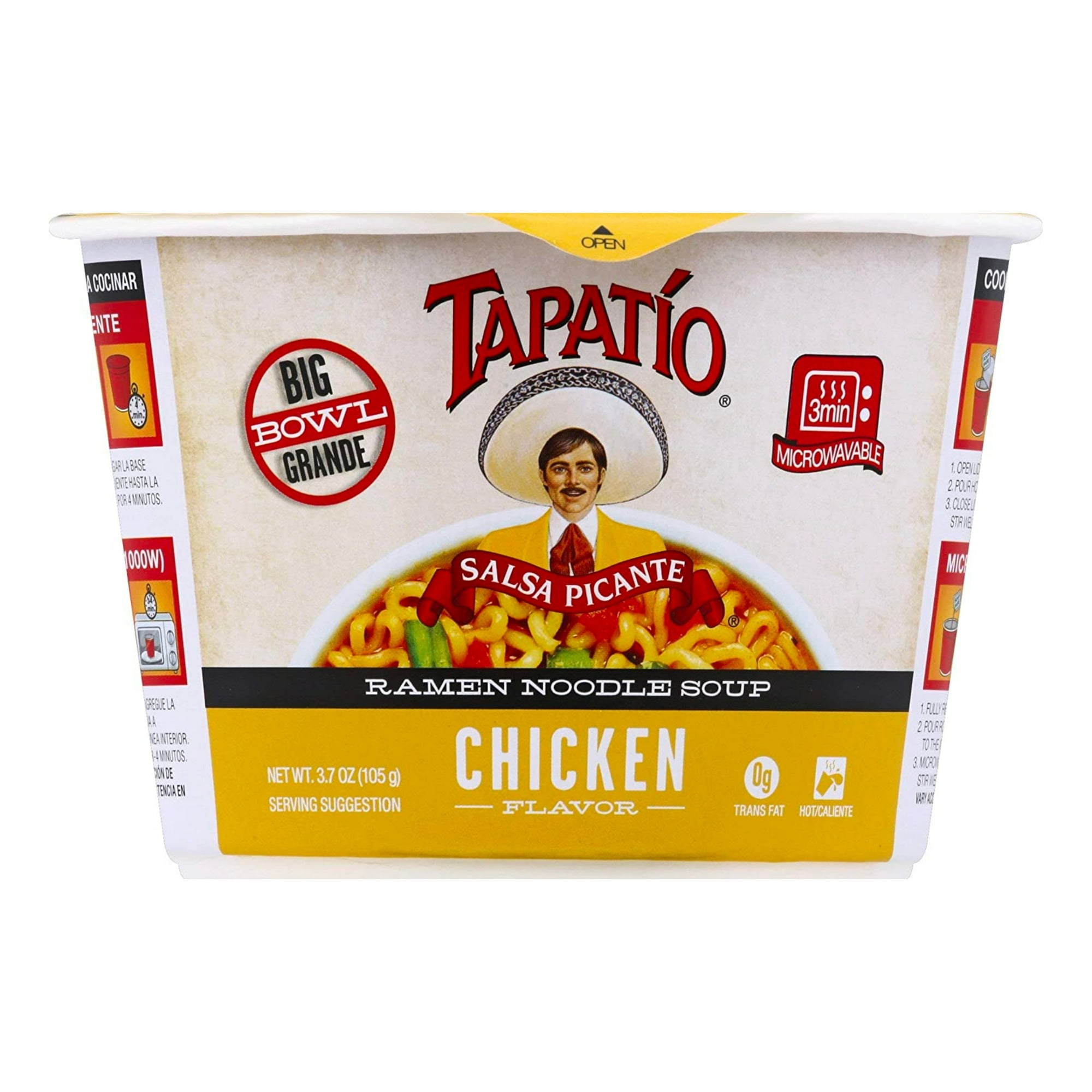 Tapatio Chicken Flavor Ramen Noodle Soup, 3.7 Oz (Pack of 18)