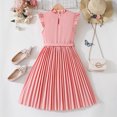 thumbnail image 5 of Bearichfupo Girls Fly Sleeve Casual Comfortable Cute Solid Color Pleated Dress, Sizes 7-8 Years, 5 of 6