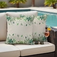thumbnail image 4 of Green Leaf Outdoor Waterproof Pillow Covers, Fall Plant Country Vintage Watercolor Beige Decorative Square Throw Pillowcase Sofa Cushion Sham for Patio/Couch/Chair, 16"x16" 2 Pack, 4 of 8