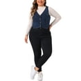 thumbnail image 2 of Agnes Orinda Women's Plus Size Denim Vest Sleeveless V Neck Button Down Casual Jean Waistcoat Jacket 2X Dark Blue, 2 of 6