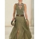 thumbnail image 4 of Vestido largo de verano con cuello halter y malla de retazos para mujer, sin mangas, liso, elegante, para fiesta, con dobladillo de tul, para baile de graduación, 4 of 4