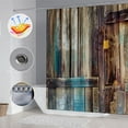 thumbnail image 5 of Farmhouse Old Wooden Door Shower Curtain Rustic Brown Blue Barn Bath Curtain Waterproof Fabric Polyester Lodge Hardwood Decor Bathroom Curtain 72 x 72 Inches, 5 of 5