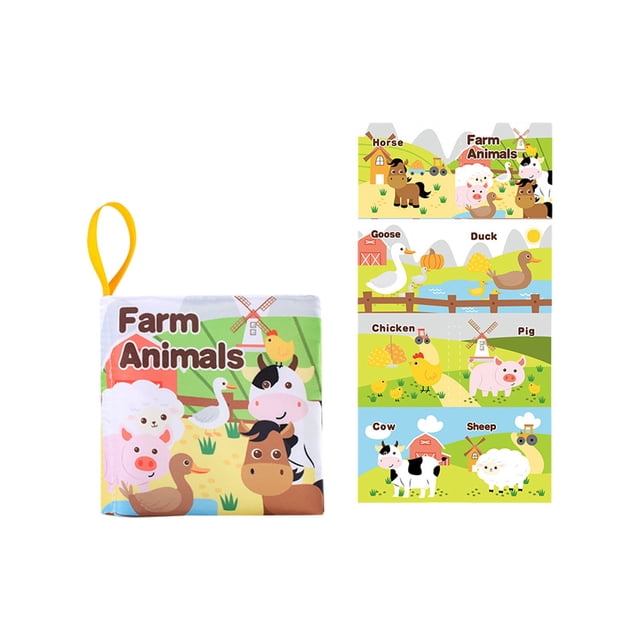 A Toy Fabric Book With Crinkle Sound Safe Chew Educational Book Interactive Learning Fabric Book Textured Fabric Reading Material For Kids Multidimensional Sensory Stimulation And Tearproo