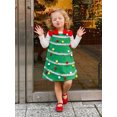 thumbnail image 5 of RUINIXCW Toddler Girl Christmas Dress Colorful Bobbles Red Bow Fleece Overall Dress, 5 of 7