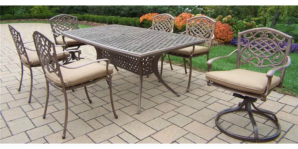 7Pc Boat Shaped Dining Table Set