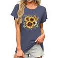 thumbnail image 2 of Mifsaly Womens Short Sleeve Tops Short Sleeve Cotton Tshirts Sunflower Bouquet Printed Loose Cut Summer Casual Fashion Basic Tee XXL, 2 of 6