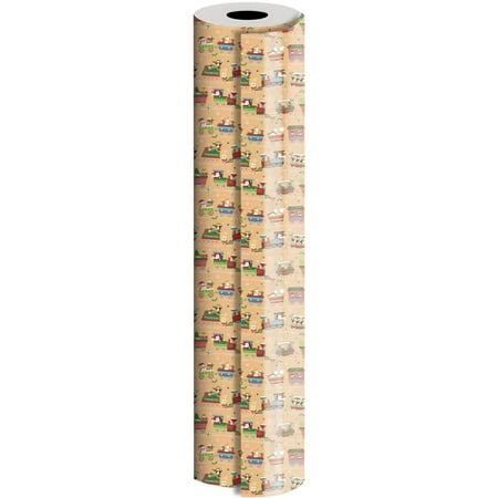 Jillson & Roberts Bulk Gift Wrap, Christmas Train, Full Ream 833' x 30"